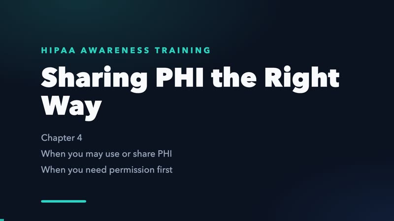 Chapter 4 title card: Sharing PHI the Right Way